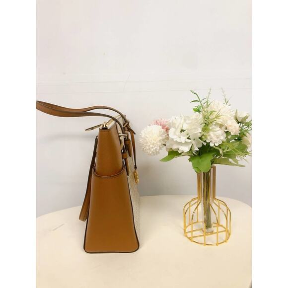 MICHAEL KORS 35T0GCFT3B CHARLOTTE LARGE TOP ZIP SHOULDER TOTE BAG MK SIGNATURE - Picture 3 of 7